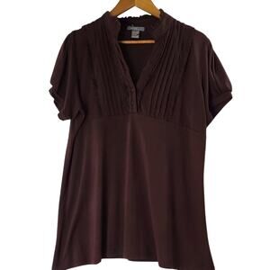 Women Sz 2X Brown Babydoll Cap Sleeve 90s Retro Y2K Divinty Couture Top
